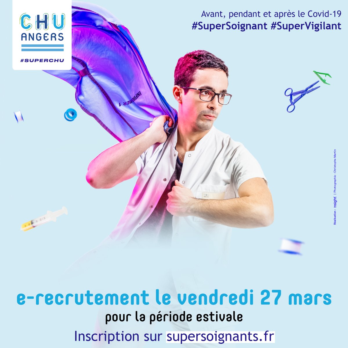chu_angers's tweet photo. [ Recrutement d'été #SUPERCHU ]

J-1 !
Vous pouvez encore candidater à l'une des 200 offres d'emplois #aidesoignant.e.s #sagefemme ou #infirmier.e.s.

➡️ Passez un entretien téléphonique demain
➡️ Rejoignez nos #Supersoignants cet été !

💻Inscription : https://t.co/yRPJJfDWJT https://t.co/9meopx0WuC