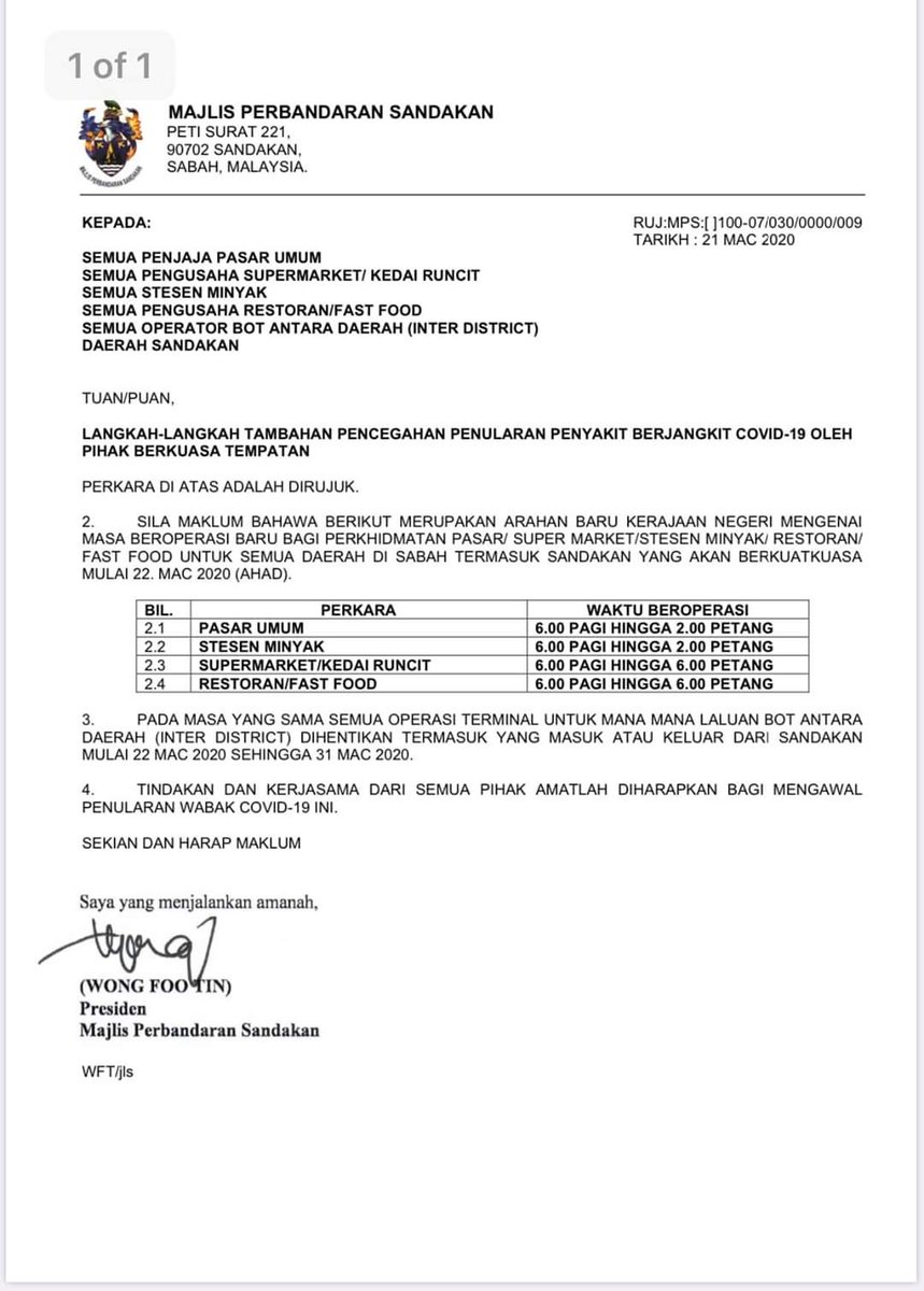 Surat Kepada Jabatan Perhutanan Johor
