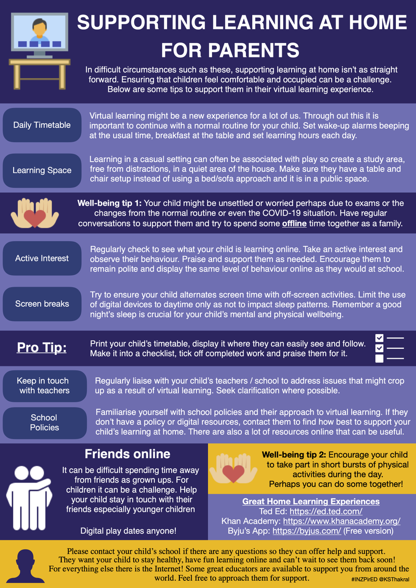 Online learning is a new experience for parents. Schools need to issue #guidance that speaks to them. Below are some #tips to help them support #children at home. Feel free to adapt and use as you see fit. #Edtech #VirtualLearning #OnlineLearning #Parenting #COVID19 #Coronavirus