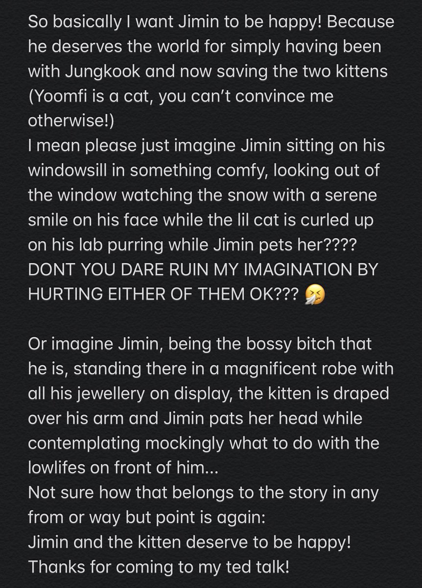 And last but not least: I love Jimin and even though I called him a bitch in this prologue I will fight you if he’s not gonna be happy and giggly and smily by the end of this story... you hear me?