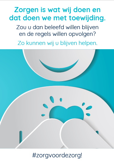 Last van onvriendelijke en ongeduldige patiënten? Om jullie toppers een handje te helpen hebben wij een poster ontwikkeld. Download hem hier: ow.ly/8G4i50yRnMD
Hopelijk geeft dit net het zetje in de goede richting!
#zorgvoordezorg #samenslimmerverder