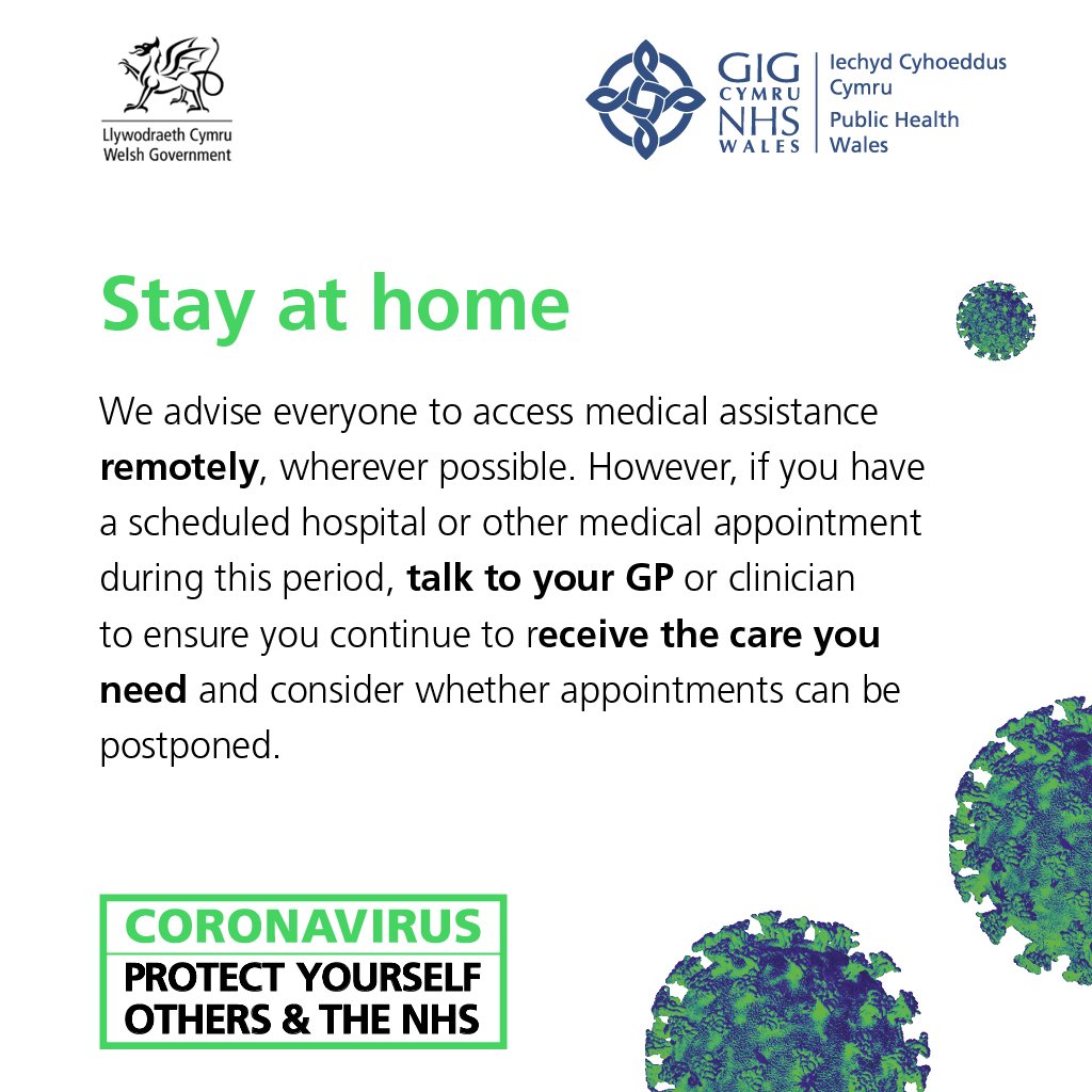 PublicHealthW's tweet photo. If you have a scheduled hospital or other medical appointment during this period, talk to your GP or clinician to ensure you continue to receive the care you need https://t.co/ekVuYFNRDo https://t.co/2bEbOmCAuw