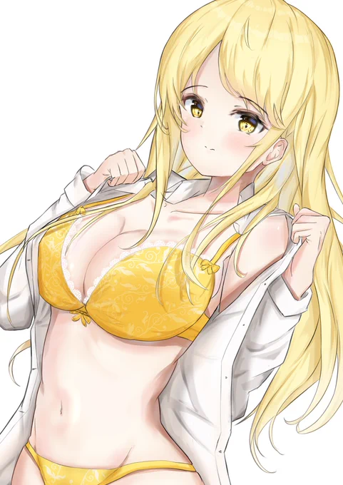 Yシャツ脱ぎ脱ぎする女の子#イラスト#オリジナル 