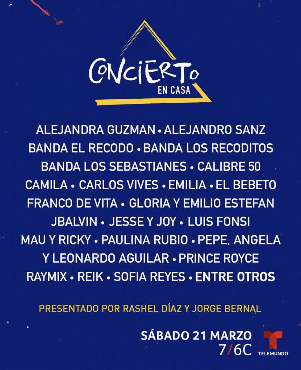PARA QUE LO PASES EN FAMILIA!!!!! Lluvia de Estrellas y solo por TELEMUNDO.. en estos momentos en los cuales necesitamos tener aunque sea un rato de distracción... Más de 30 artistas se unen desde sus casas para entretenernos.. 7/6c y en todas nuestras plataformas digitales