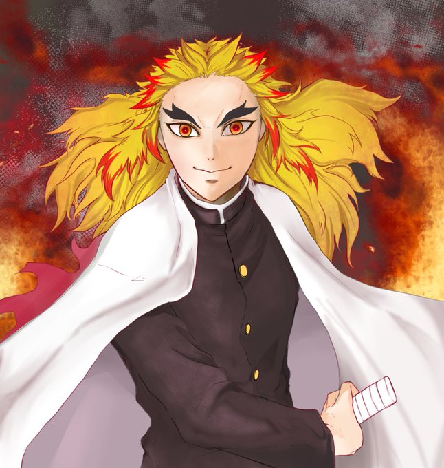 emiyaさんがTwitterに投稿した煉獄杏寿郎(鬼滅の刃)のイラスト。