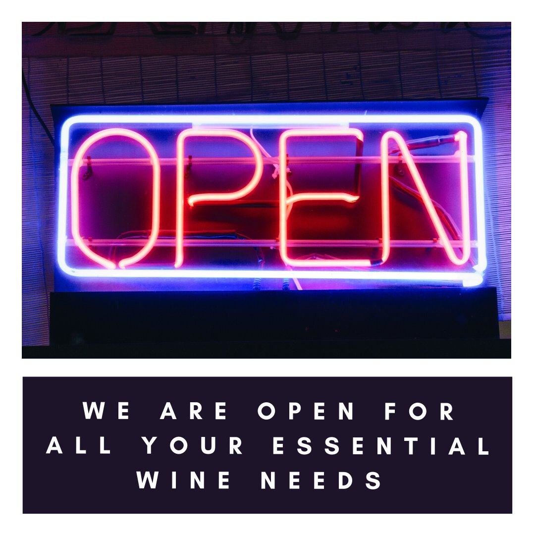 This is a little note to let you know that we are still open as normal and will deliver to your door. Please head to our website to stock up on all your essential wine needs. Stay safe!
