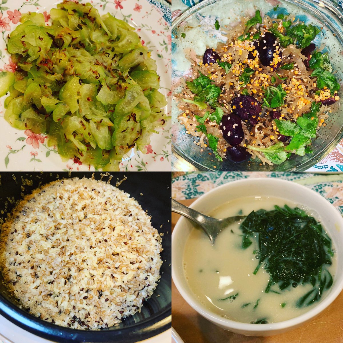 ei_sun_oh's tweet photo. #homecookeddinner 😋during #malaysia 🇲🇾 #lockdown 🚷 #bittergourd with 🇯🇵 #minishrimp 🦐 #sabah #seabirdnest with 🇦🇺 #olives #oregano 🌿 #fishbisque with #chinesevioletcress 🍀 #mixedgrainrice 🌾🍚 https://t.co/totKSH8hj5