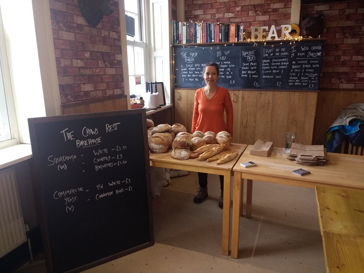 ndmvaughan's tweet photo. Down @beartakeaway today doing our trial run for selling on Saturdays, already seen plenty of familiar faces! Happy days, come along and get your bread, maybe pick up a burger too.. @crowsrestbake #bearkitchen #bread #bakery #pickup https://t.co/blvzpPRJBO