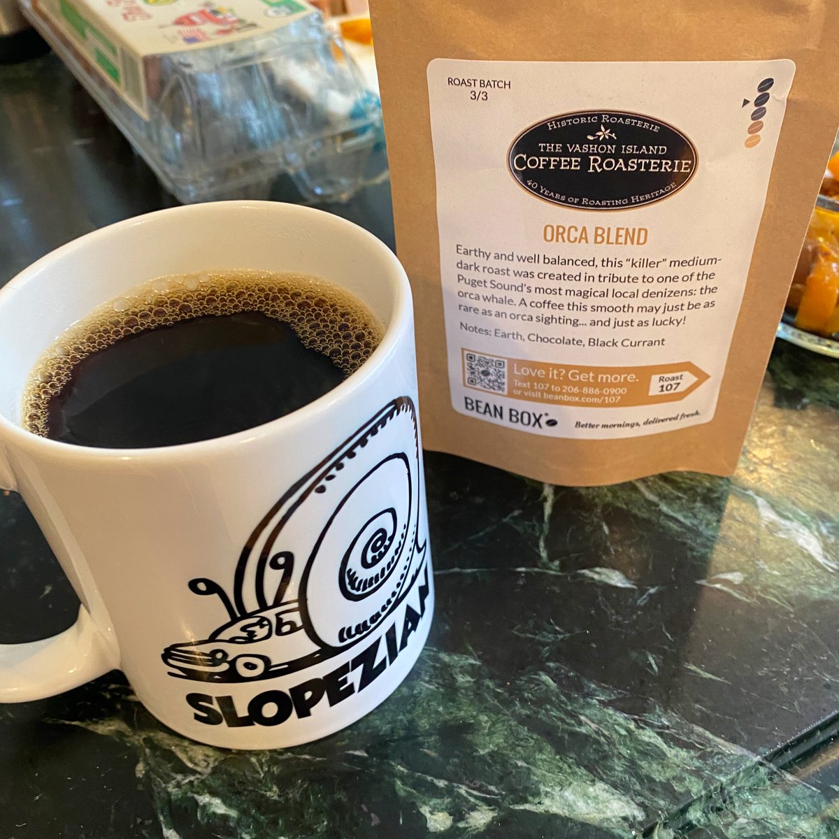 The Vashon Island Coffee Roasterie Orca BlendI could use so many puns here but I’ll keep it simple: this is a killer coffee. Dark and roasty and criminally smooth. What a delight!