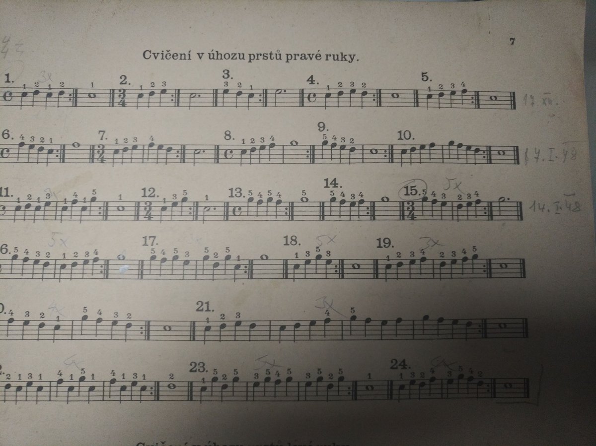 PotmesilovaH's tweet photo. Poctivý klenot "Přípravná škola hry na klavír" z roku 1941.Z doby, kdy notové záznamy lahodily oku, dlouho vydržely.Nostalgicky voní zašlými časy a těmi, kteří z nich učili hrát a kteří se z nich učili.Dnes jsem probrala skříň plnou not a začala učit dcerku.Jedno pozitivum #COVID https://t.co/kCrJLGtoeH