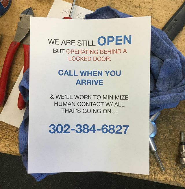 GarrisonCyclery's tweet photo. #LessSignage #MoreBicycles 🤷🏻‍♂️ I feel like all we’ve been posting are signs you all are asked to read... &amp; this sign is even more lame😕 weird times... So as the sign states:  WE ARE OPEN but operating behind locked doors. Everyone here wants to stay working to maintain a sense… https://t.co/7wzd2ZEsil