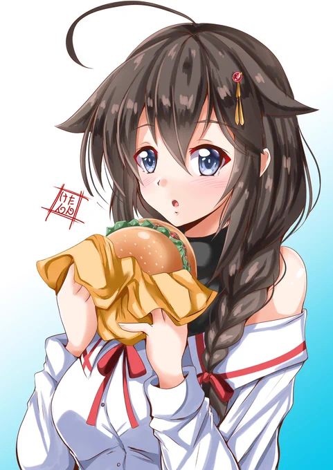 #艦これ版深夜の真剣お絵描き60分一本勝負
#艦これ版真剣お絵描き60分一本勝負_20200321
時雨どんがハンバーガーむしゃむしゃ 