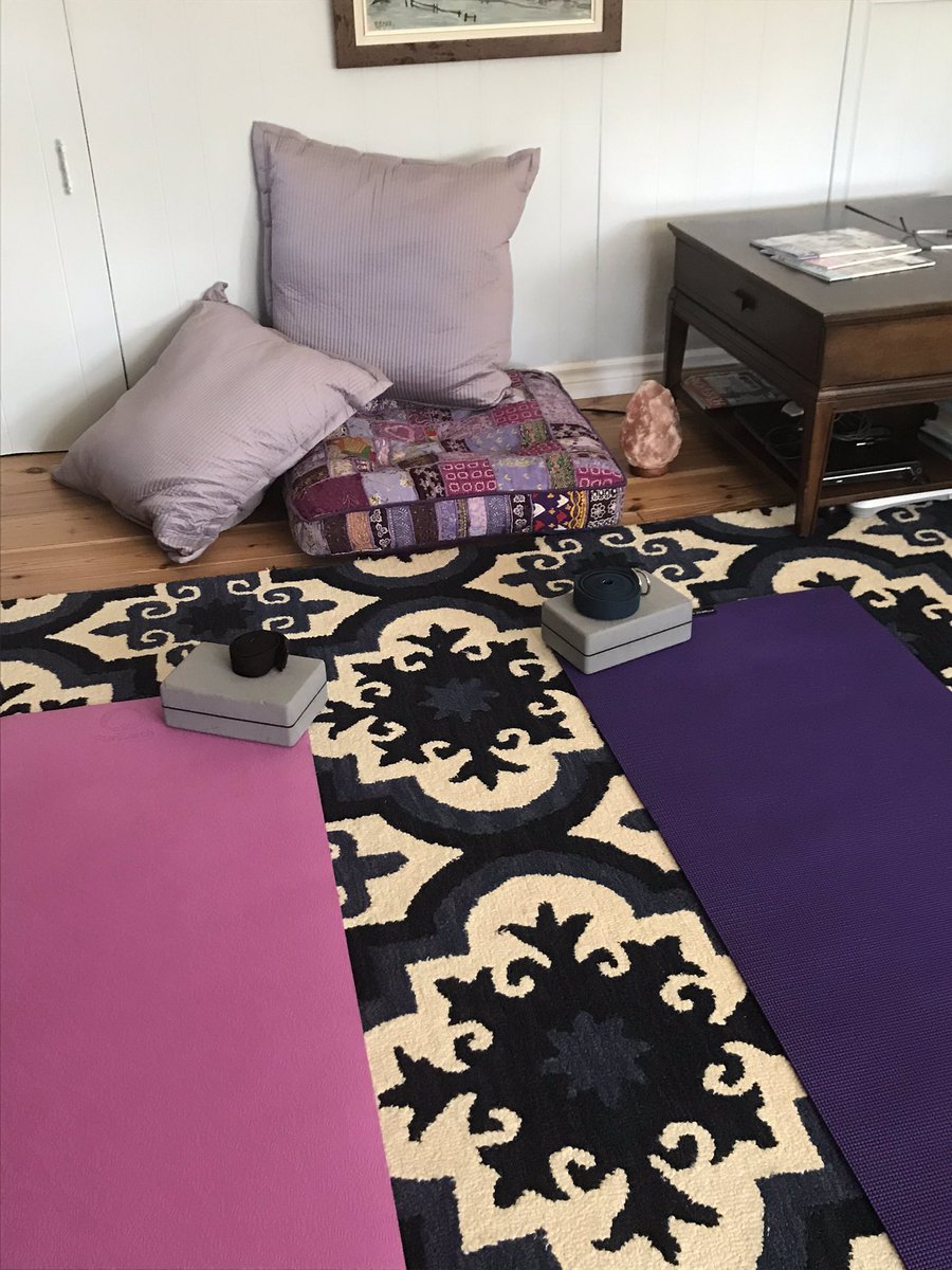 JenLamantia's tweet photo. Teaching a yoga class this morning in a makeshift yoga studio in our attic  to a new student—my husband! #yoga #peace #strength #selfisolating https://t.co/xEUW0hjb3j