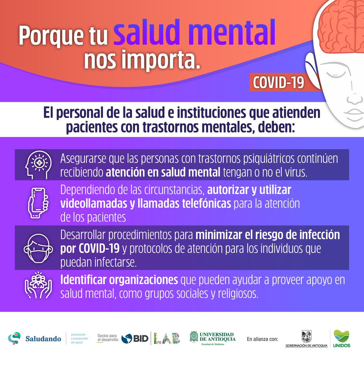 Medicina_UdeA's tweet photo. ¡Es importante que cuidemos nuestra salud mental! 🧠Durante esta #CuarentenaPorLaVida y el aislamiento preventivo obligatorio por #COVID19 decretado por el gobierno nacional... ¡Sigue estas recomendaciones! 😇

👉�� Encuentra más en: https://t.co/7fcmXKZyhv 

¡Ayúdanos a compartir! https://t.co/MgguqSnM8j