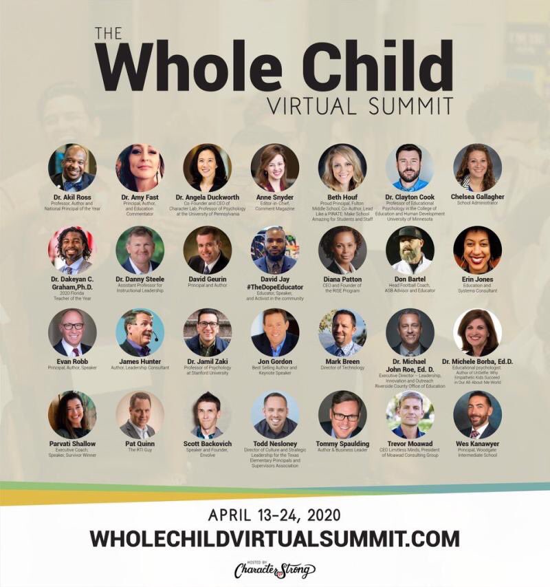Laura Robb (@lrobbteacher) on Twitter photo Excited about The Whole Child Virtual Summit on April 13th. An amazing group of Ed leaders share how to support the Whole Child in our schools and communities. This is a 100% free P.D. opportunity! <a href="/houstonkraft/">Houston Kraft</a> <a href="/johnnorlin/">John Norlin</a>
You can register here: wholechildvirtualsummit.com Excited about The Whole Child Virtual Summit on April 13th. An amazing group of Ed leaders share how to support the Whole Child in our schools and communities. This is a 100% free P.D. opportunity! <a href="/houstonkraft/">Houston Kraft</a> <a href="/johnnorlin/">John Norlin</a>
You can register here: wholechildvirtualsummit.com