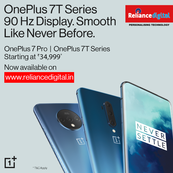 RelianceDigital's tweet photo. Just like the latest OnePlus smartphones, shopping with us is now smoother than ever. You can now order your #OnePlus7TSeries on https://t.co/rHRgMyGAsE. So what are you waiting for? Go ahead & order today! #StayAtHomeCollection https://t.co/1QdCmPUgTt