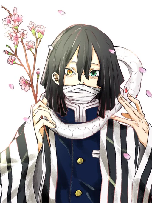 近所に桜がどんどん咲いているので。伊黒さんと桜。優しく塗ってみた。

#鬼滅の刃 