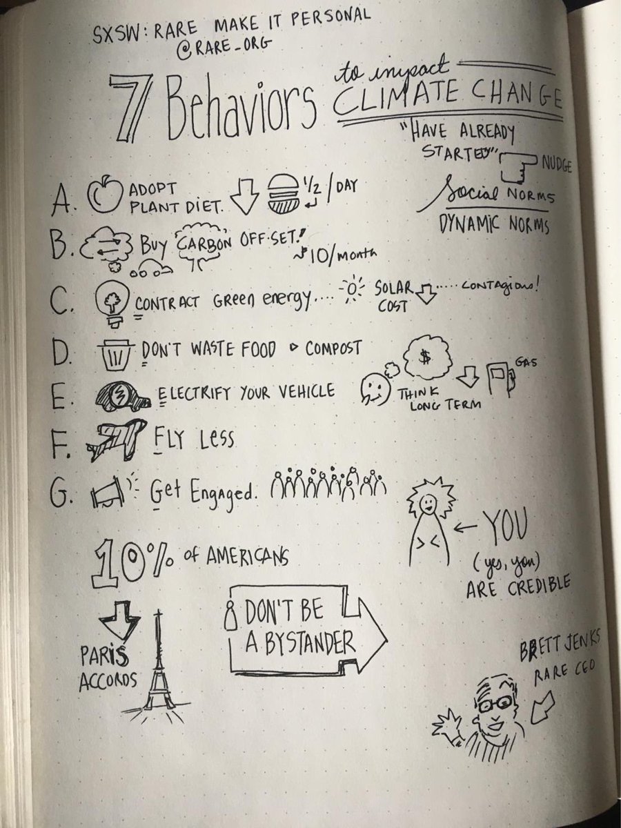 Rare_org's tweet photo. Cool doodle by Heather Ingram of our #VirtualSXSW talk this week - #MakeItPersonal: 7 behaviors to impact climate change. 

Thanks, Heather!

Learn more at https://t.co/f7STEoqQ0Q https://t.co/68fRURHSaP