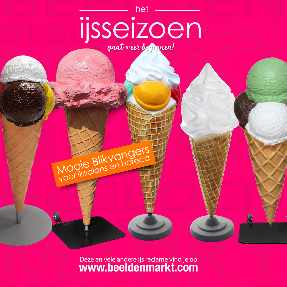 Het ijsseizoen gaat weer beginnen. En met onze prachtige blikvangers voor ijssalons en horeca val je zeker op! Voor zowel schep- als softijs!
Bekijk ze op: beeldenmarkt.com/hor…/ijsdecoratie/schepijs.html

#ijs #schepijs #ambachtelijkijs #horeca #reclame #ijssalon #ijsco