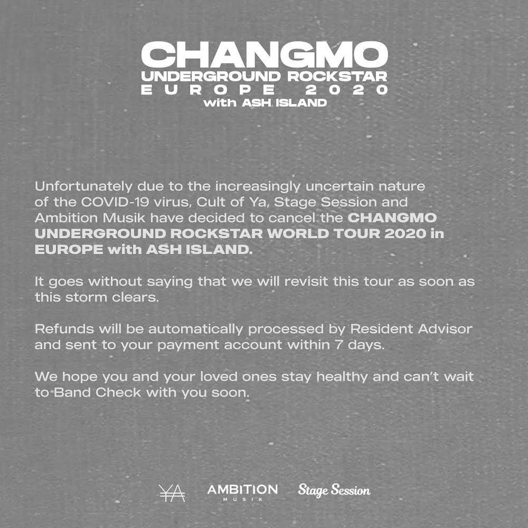 KHIPHOPPH's tweet photo. [!!] Due to the outbreak of the COVID-19 virus, Changmo's Europe tour has been cancelled. Please Stay safe guys! 

#CHANGMOinEU
#CHANGMO #창모
#AMBITIONMUSIK #앰비션뮤직
#StageSession https://t.co/4PNkJVhKg6