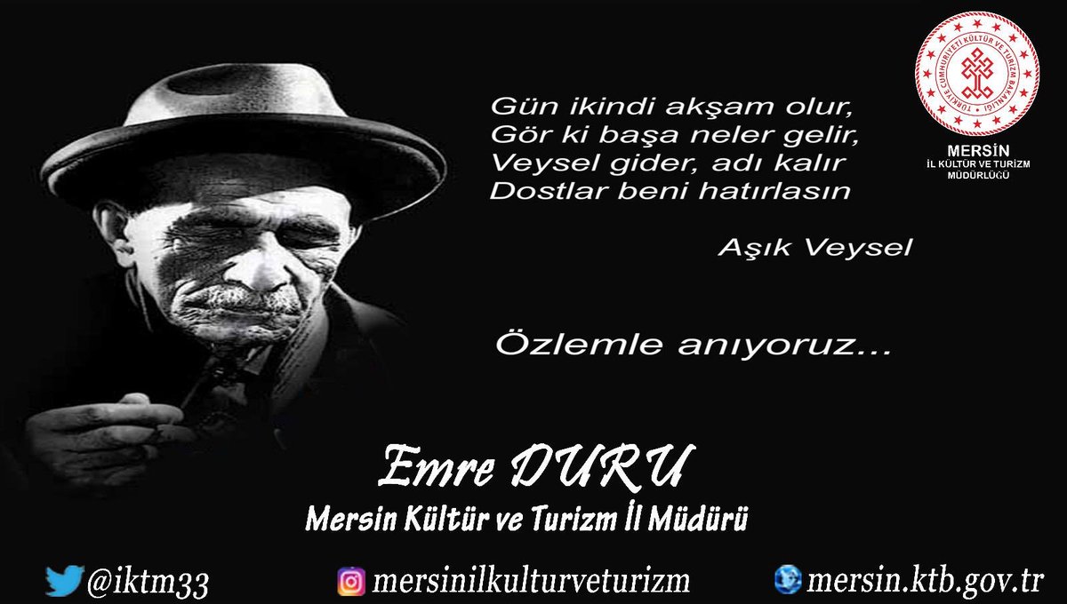 iktm33's tweet photo. 📌Büyük halk ozanımız #AşıkVeysel ‘i vefatının 47. yıl dönümünde sevgi, saygı ve rahmetle anıyoruz.🎗

#MersinKulturTurizm 

@MehmetNuriErsoy
@lutfielvan
@OzgulOzkanYAVUZ 
@AhmetMisbah 
@serdar_cam 
@kultur_iletisim
@TCKulturTurizm 
@aliihsansu_
@emreduru33 https://t.co/z04UuKUOj2