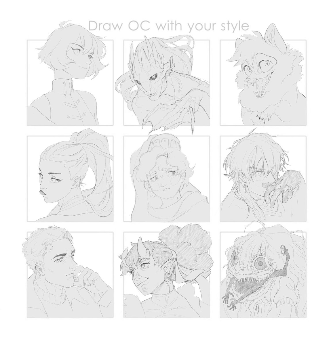 It was a very fun exercice! ᕙ( * •̀ ᗜ •́ * )ᕗ

@sirpangur • @Vaelyane • @Dragibuz 
@Moemai • @hakunette • @Marufu_san 
@callmearcturus • @Bakanoe_Prod • @PapayaParty 