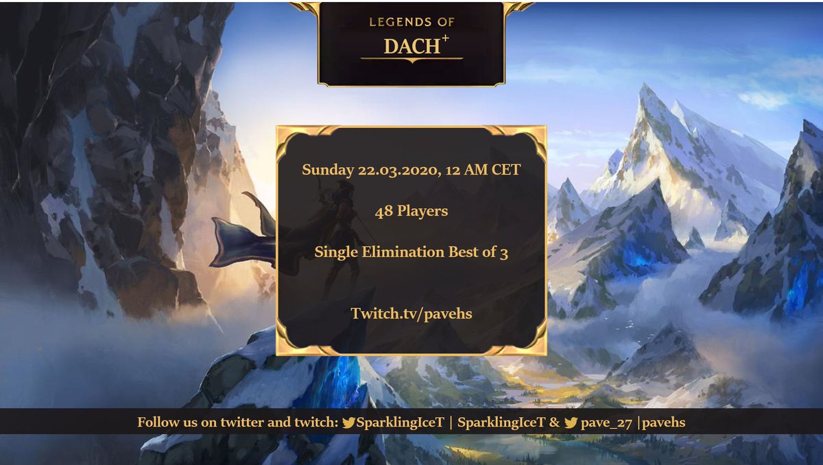 No plans for sunday yet?!

@Sparkling_IceT and I are broadcasting our first <a href="/PlayRuneterra/">Legends of Runeterra</a> Community Tournament! Prepare for handsome casters, top-level players, genious mindgames and heartbreaking topdecks!

Dont forget to tune in tomorrow afternoon!
twitch.tv/pavehs