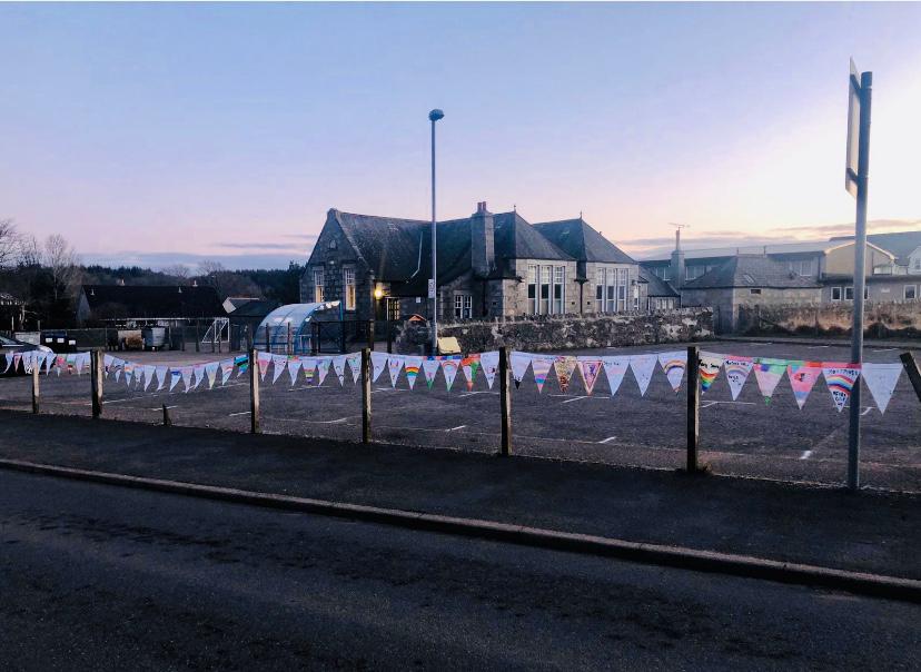 MonymuskS's tweet photo. The small school with a very big heart. Pupils at Monymusk have decorated their playgroup with inspirational messages for the community. #communityspirit https://t.co/0vktWGMIcS