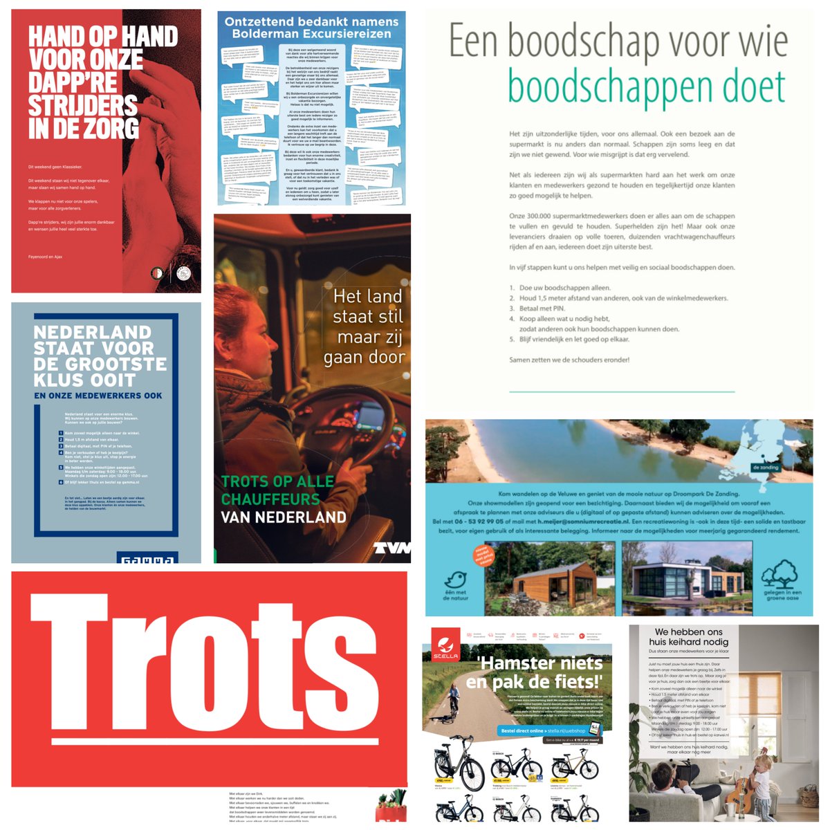 marcofnstr's tweet photo. Vandaag in @telegraaf: #trotse advertenties van @dirkvandenbroek en @tvmnl, #bouwmarkten @gammanl en @KARWEI, #zorg advertentie @AFCAjax en @Feyenoord, @StellaFietsen, @DroomParken_nws, @cblnieuws en reisorganisatie #Bolderman #Telegraaf #handophand #CoronaCrisis https://t.co/adqJQ265Zx