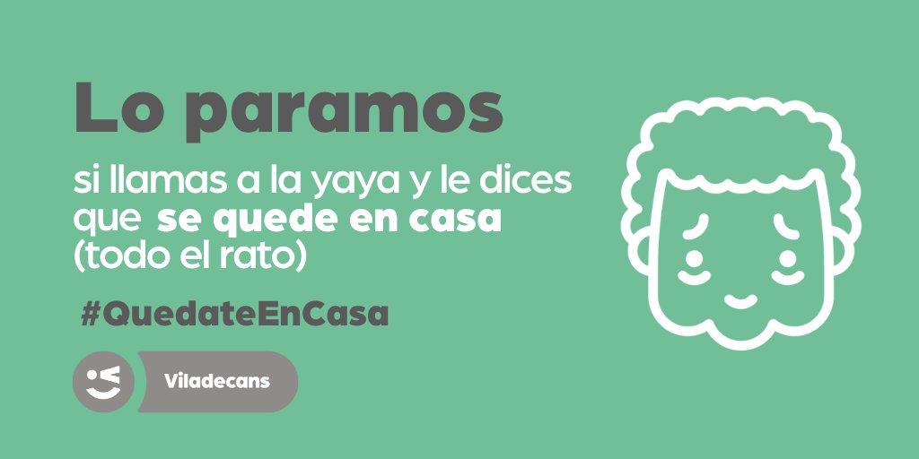 ViladecansTweet's tweet photo. 🧓🏻👴🏻 Sabes que a ti te hacen más caso que a nadie. Llámales 📞, comprueba si necesitan algo y, sobre todo, insiste en el hecho que si están en casa 🏠, es por su bien y el de todo el mundo 🧒🏻👶🏻👨🏻👩🏻‍🦰👱🏻🧔🏻👵🏻

#EsteVirusLoParamosEntreTodos  #Viladecans https://t.co/zI5kMTNKbP