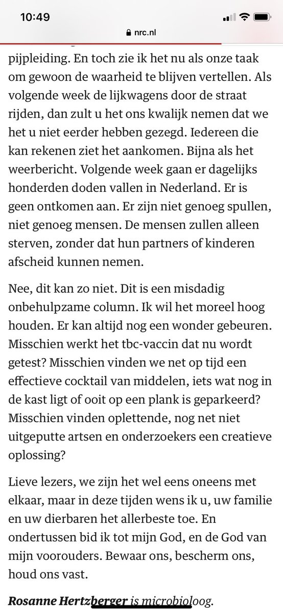 Voor deze ene keer foto’s van de column van @ryhertzberger Over het drama dat ons voor het eerst in decennia nu niet overslaat. Omdat de column zo indringend is en door iedereen gelezen moet worden. Ook door mensen die konden inloggen en lezen.
