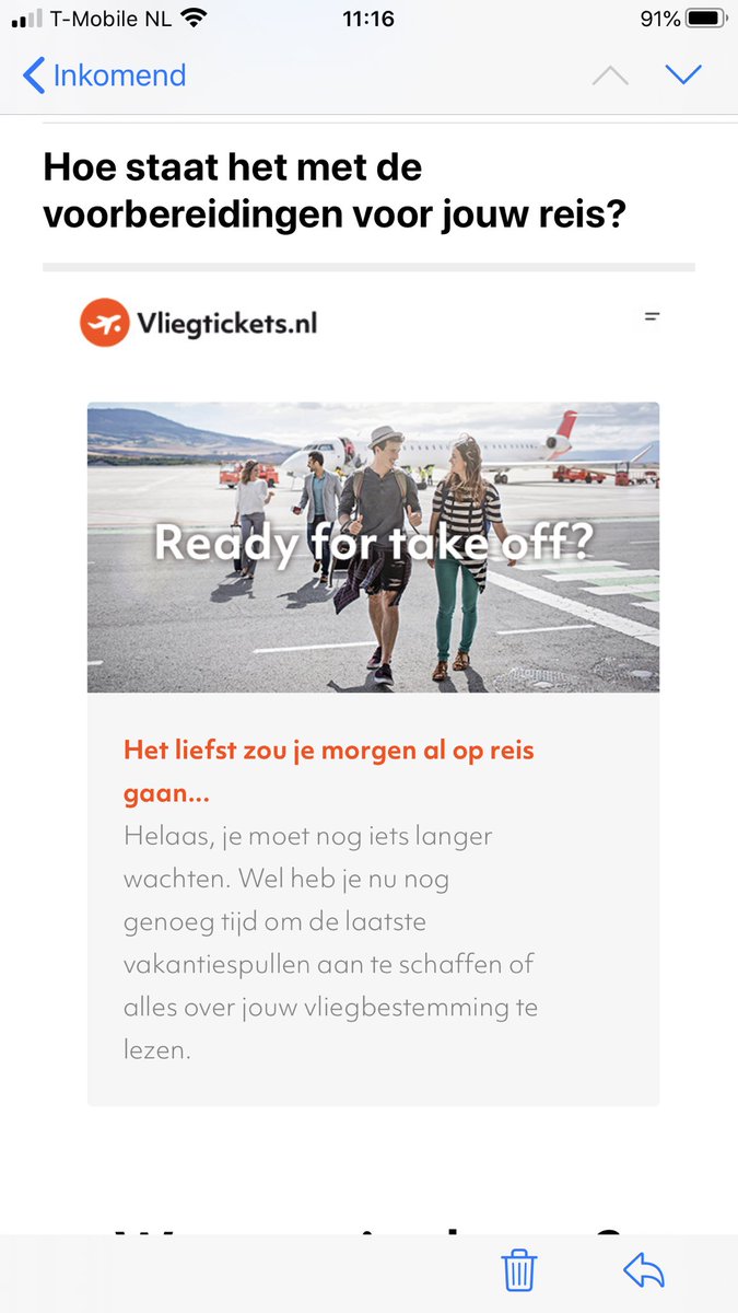 pmsiebelink's tweet photo. Lekkere timing om een nieuwsbrief te versturen als je tickets hebt geboekt naar een land dat zwaar is getroffen door #corona #fail #kansloos @vliegticketsnl https://t.co/DKNLlfOMjf