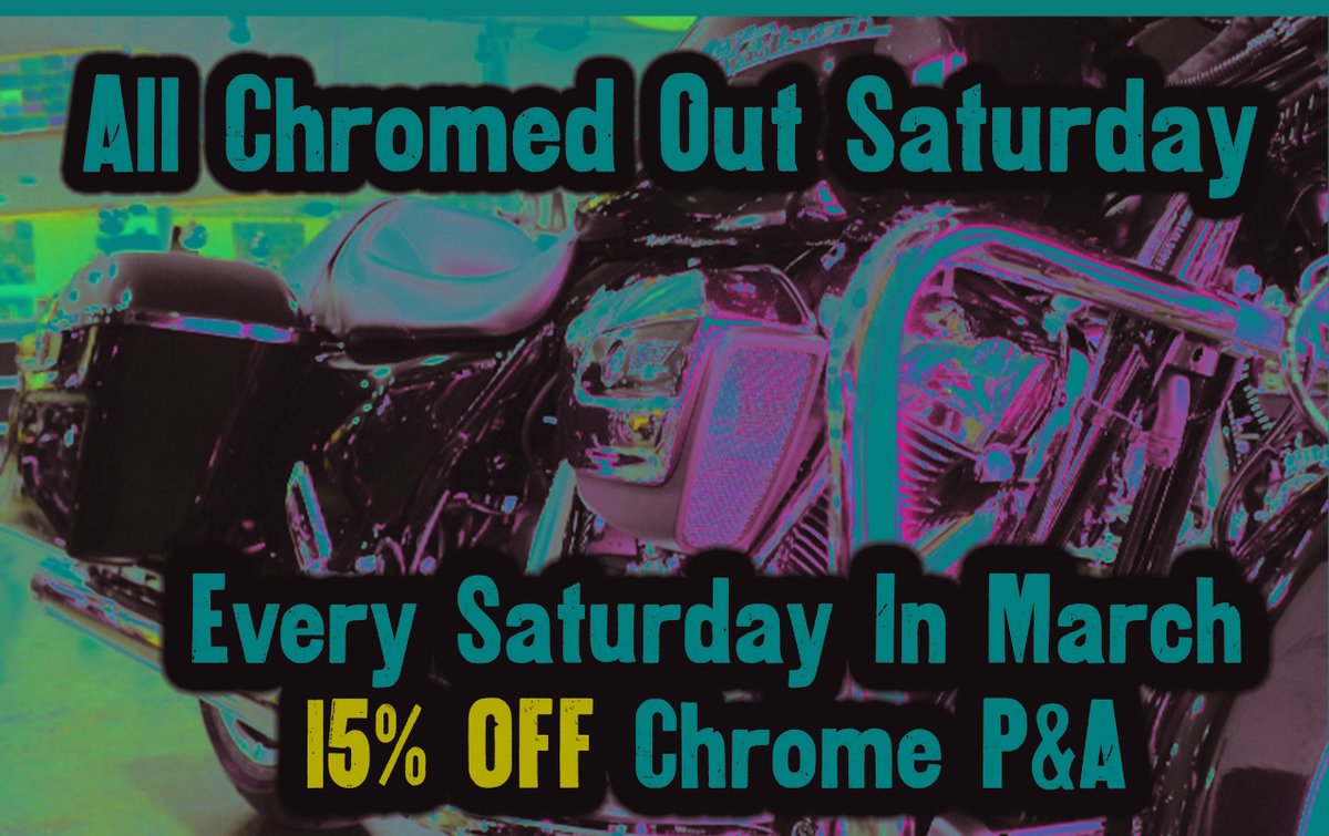 Today is Chrome Friday at Black Wolf Harley-Davidson®.
All Chrome Parts &amp; Accessories are 15% Off.