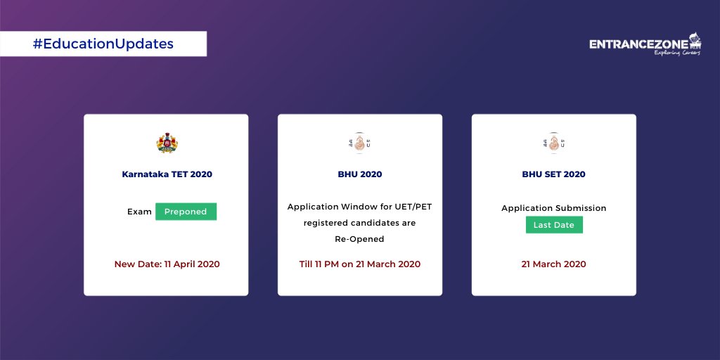 entrancezone's tweet photo. Check the latest updates about GATE COAP, SRMJEEE, AMU, Karnataka TET, BHU UET, BHU PET, BHU SET.
#aligarhmuslimuniversity #bhuset #banarashinduuniversity #bhu2020 #amu2020 #amuexam #srmjeee #srmjeee2020 #amu #gate2020 #karnatakaexam #karnatakaexams #bhupet #bhuuet #entrancezone https://t.co/dkWjzXczUl