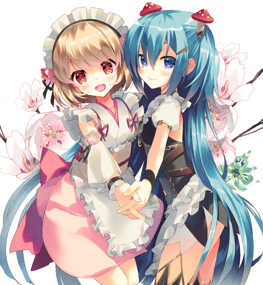 初音ミク ,雪ミク 「FLOWER KNIGHT GIRLに実装されておりますヤクノヒナホシさんに開花」|有河サトルのイラスト