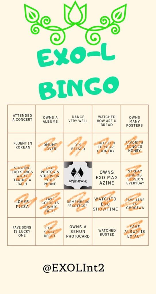 phixokonics's tweet photo. you have nothing to do? Let's play EXO-L version of Bingo ! 🖤
Include this in your tweets: @weareoneEXO @exoonearewe #EXO @layzhang @B_hundred_Hyun #EXOLBingo #EXOBingo https://t.co/t5Vh2sQjRK