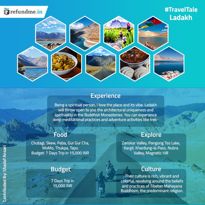 refundme_in's tweet photo. Travel Story #2
I lived my dream when I got to travel to Leh Ladakh!
Do you have to #traveltale to tell?
Share your story & get featured: https://t.co/8XCVGXhQk6
#travelstory #refundmein #storytelling #travelstories #Tourism #SaturdayVibes #Ladakh #travel #wanderlust https://t.co/Bk8HZ2oXtU