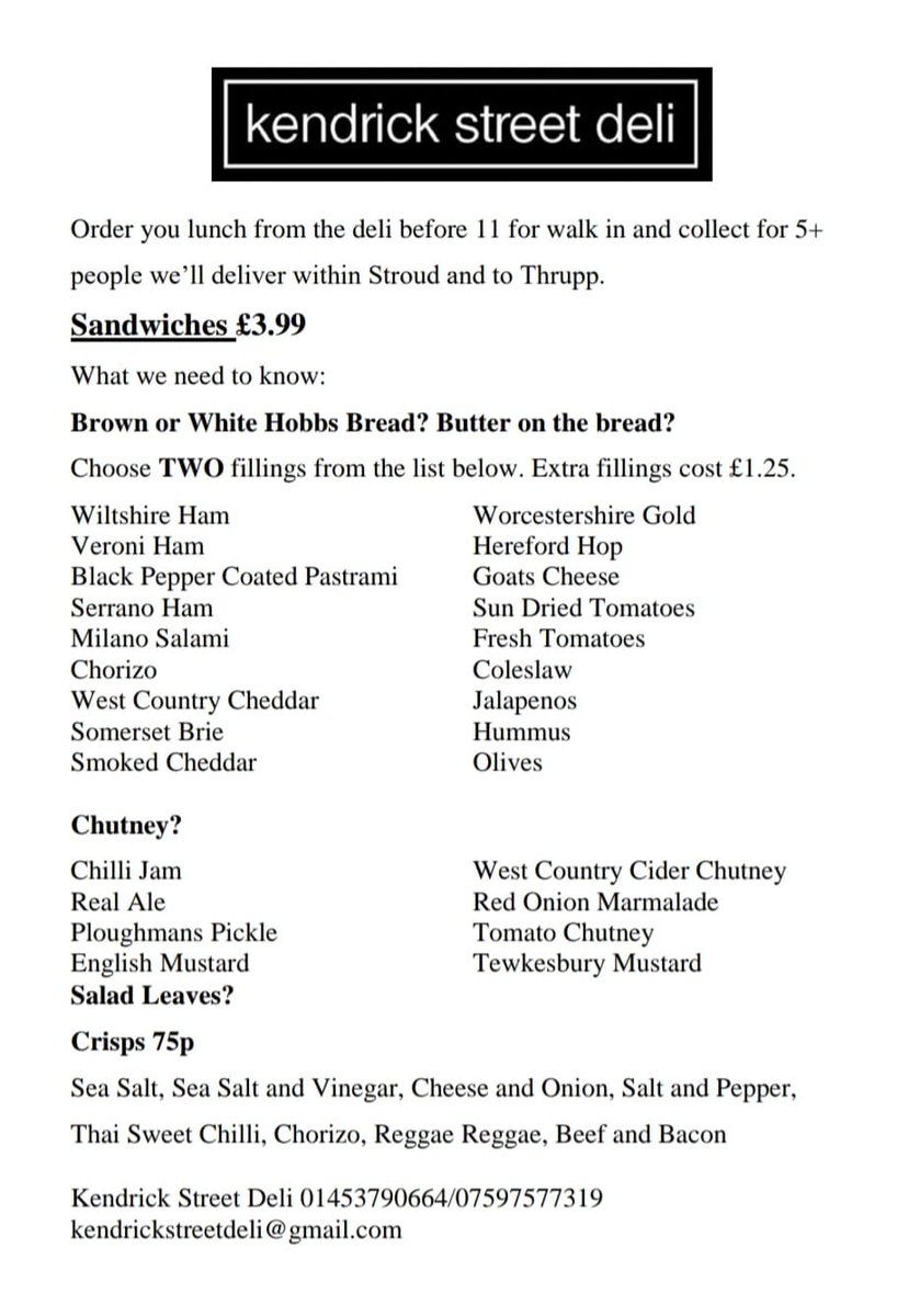 We can also deliver lunch. Feel free to call, email, text or WhatsApp your orders in. We can have them ready and waiting for you to collect and if there are a number of you we will do our best to deliver.