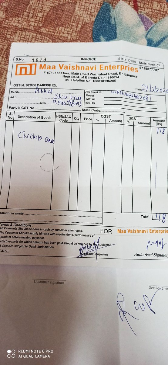 ankitsharma080's tweet photo. Hello Team, I bought redmi note 8 pro on 21.10.2019from@amazonindia ,after 6 months having issue with no sound at all ,no speaker sound , on call no sound ,today I visit mi service center they asking me to pay 9000 ? Help me plz
@RedmiIndia
@Xiaomi
@MiIndiaSupport
@manukumarjain https://t.co/E32BbtBobP