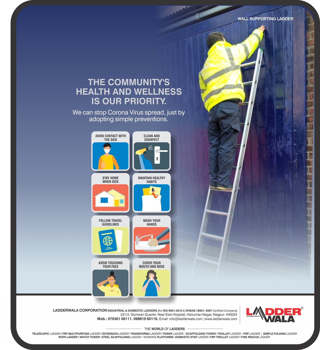 ladderwala's tweet photo. Obey to Gouverment Advisory, stay at home. Step out only for life Essentials. #StayAtHome #Covid_19 #CoronaChainScare #CoronaCrisis . #maharashtralockdown #nagpurlockdown https://t.co/4DXV0VjmLw