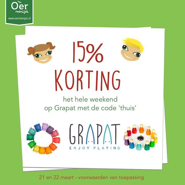 #kortingsactie dit hele weekend krijg je met de code thuis 15% korting op alles van grapat! #linkinbio poppetjes, bakjes, mandala, alles! #houtenspeelgoed #oermensjes #grapat #grapatmandala #grapattoys #groengoed #korting #groenewebshop #aanbieding