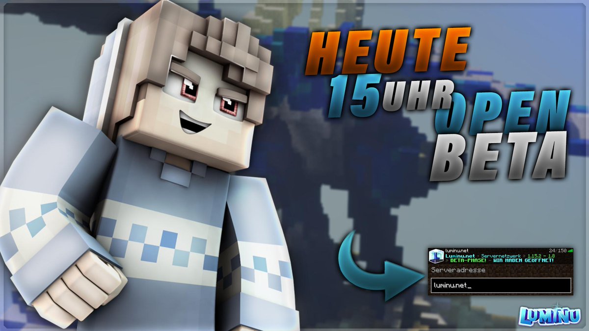 LuminuNET's tweet image. Nach der Closed Beta betreten wir nun die Open Beta! 🐳 
Ab 15 Uhr kann jeder aus unserer Community auf Luminu.net joinen und unsere Spielmodi auf Bugs und Features testen.
Wir freuen uns auf euch! 💙

▶ Weitere Infos: luminu.net/threads/openbe…