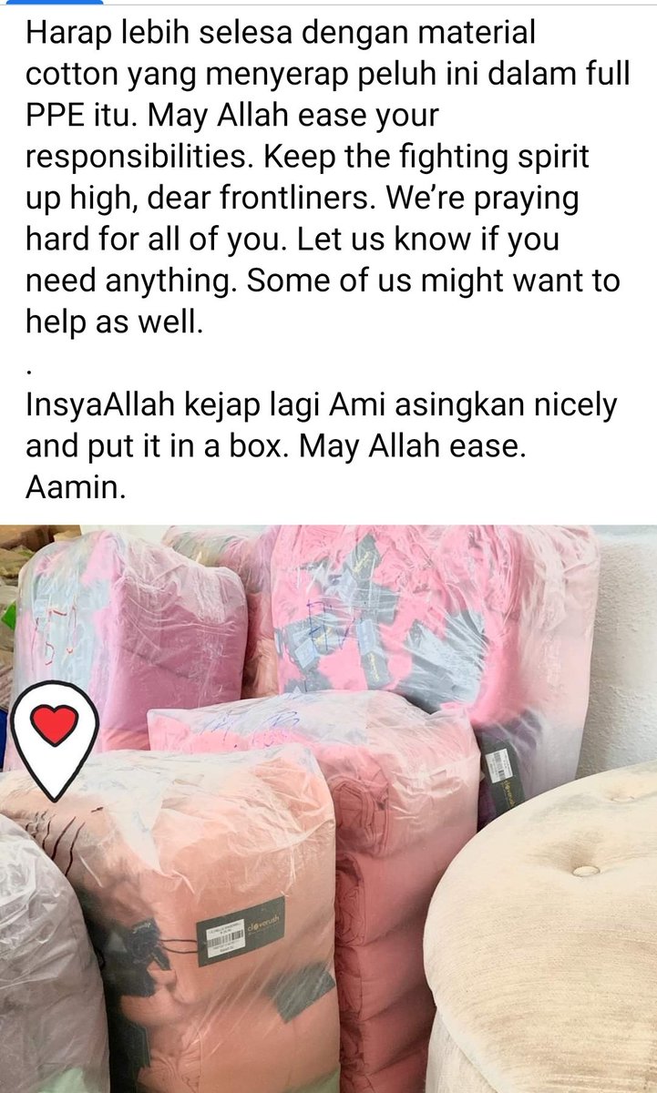 AidaSue's tweet photo. Owner tudung Cloverush donate 800 tudung baru to hospital frontliners -- untuk keselesaan mereka.

This year i akan support beli Cloverush okie ❤️🥺 https://t.co/7KRirgm0pf