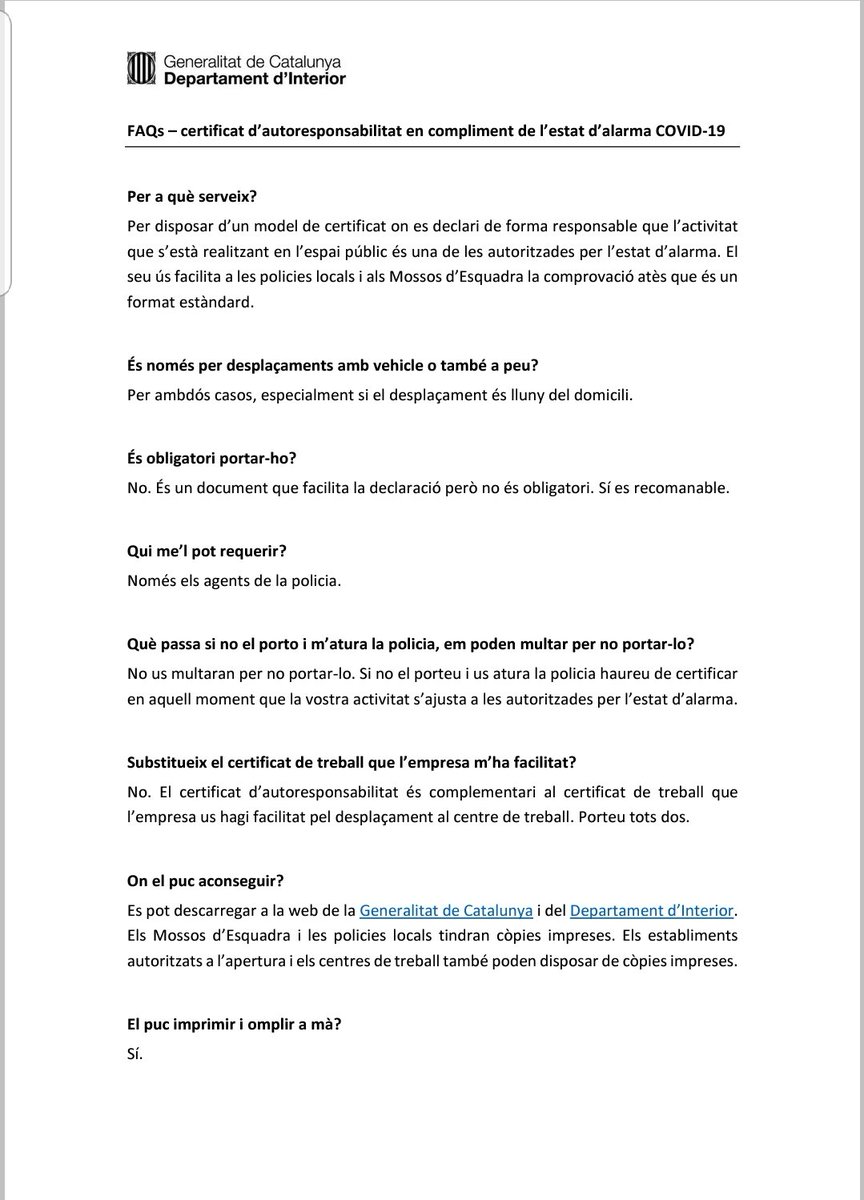 emergenciescat's tweet photo. És obligatori dur el certificat de declaració autoresponsable de desplaçament? T'ajudem a aclarir dubtes 👇 https://t.co/azxL61drrX