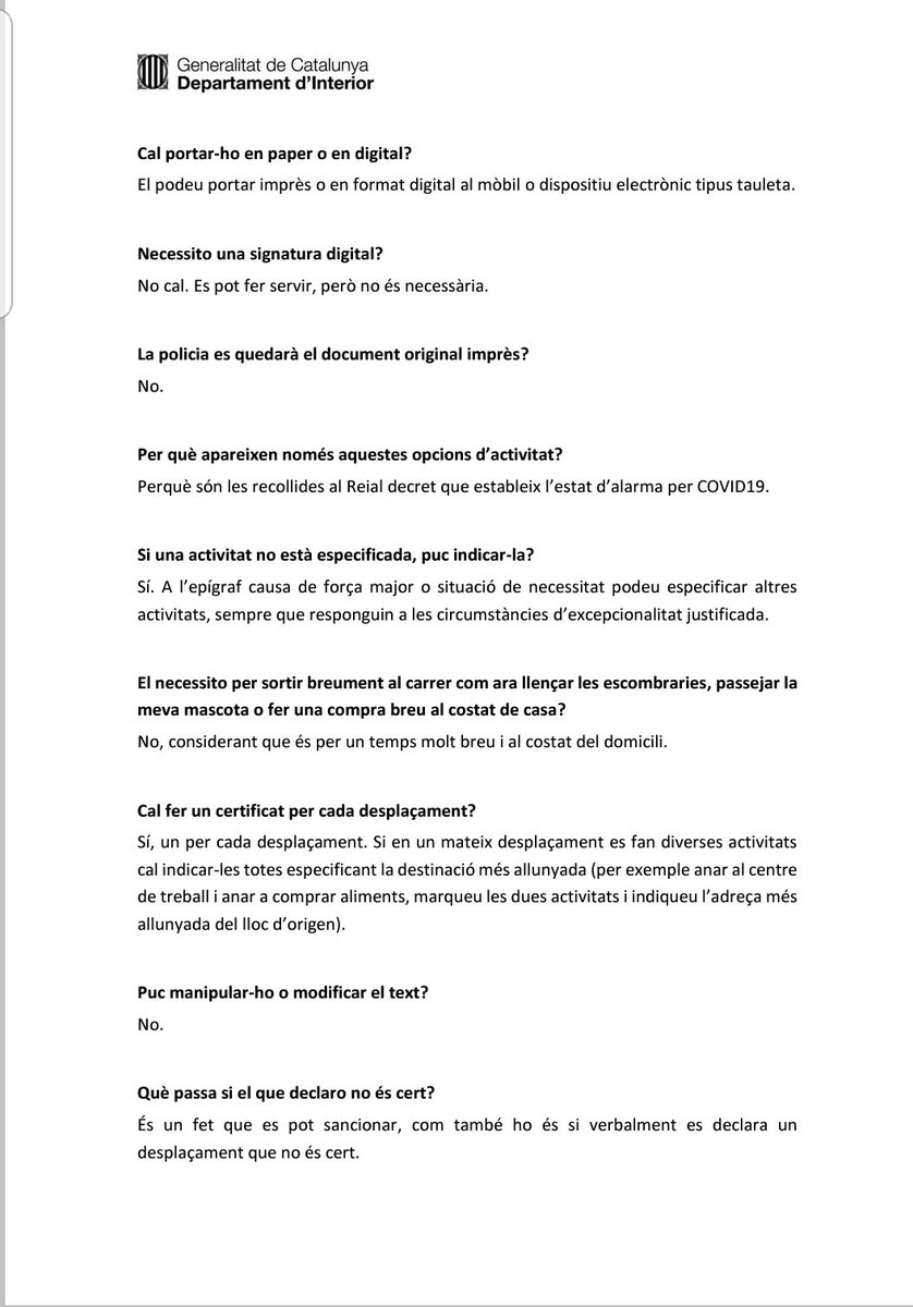 emergenciescat's tweet photo. És obligatori dur el certificat de declaració autoresponsable de desplaçament? T'ajudem a aclarir dubtes 👇 https://t.co/azxL61drrX