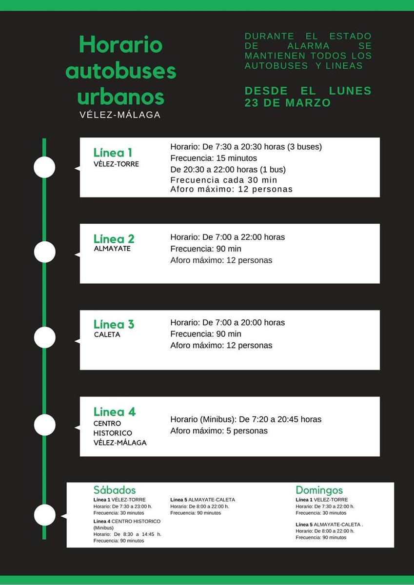 AytoVLZ's tweet photo. #Transportes 🚍🛵🚌🚗
✅Algunas novedades con respecto al servicios público de autobuses de Vélez-Málaga que entrarán en vigor el próximo lunes 23 de marzo.
ℹ️Se mantienen todos los autobuses y lineas.
Aprovechamos también para compartiros los horarios y frecuencia de las mismas https://t.co/EaOi1f6o3o