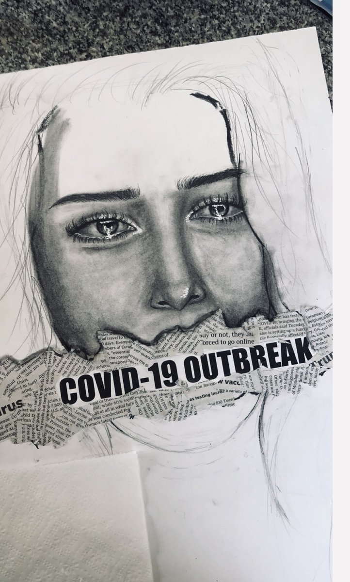 From our LR art teacher: "I sent my two-dimensional art students home with a project on facing their fears. This is one work in progress that I thought was worth sharing." Wow! #ocsuvt #vted