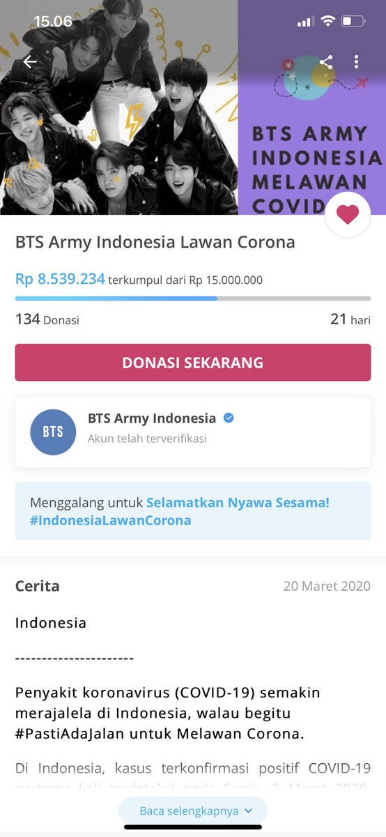 febieegusfa's tweet photo. GIVEAWAY x Charity Project #BTSARMYLawanCovid19 

2 ALBUM BTS - untuk 2 orang pemenang 

1. Kamu merupakan ARMY
2. RT tweet ini 
3. Reply Tweet ini dengan kalimat :

 "BTS ARMY Lawan Covid 19"

Good luck ya 🥰
Yang mau donasi ini linknya https://t.co/Xxgg1cybt8 💜 https://t.co/BQ60rpY9dD