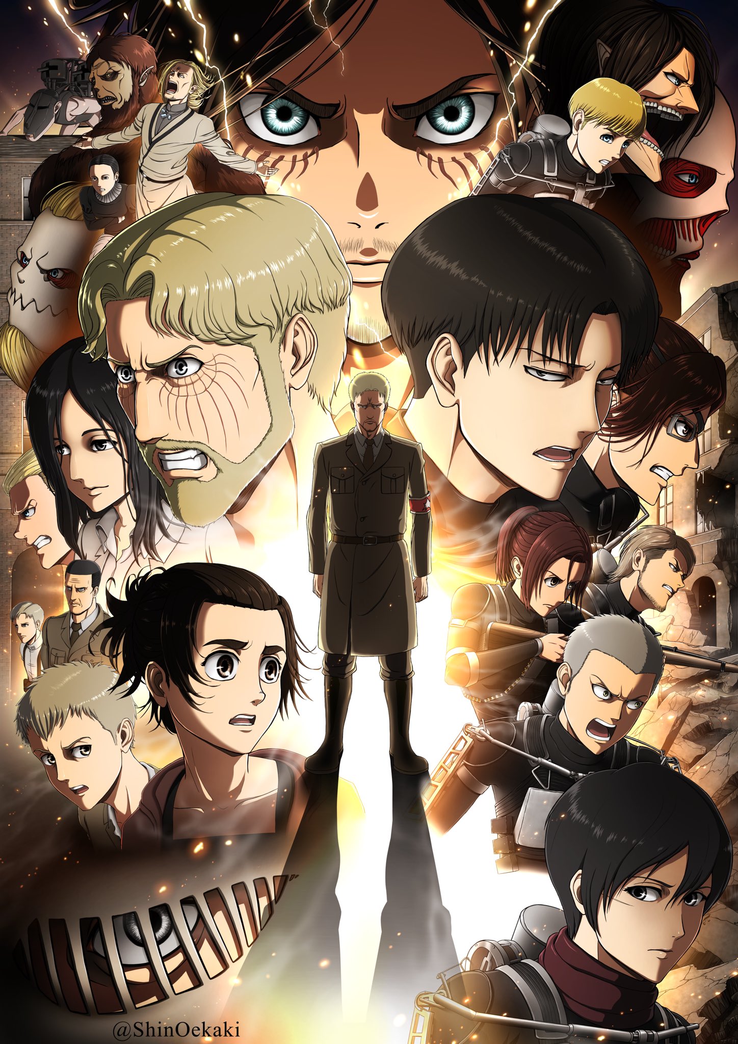 Shinちゃま 進撃の巨人 Attack On Titan The Final Season 完成しました アニメ 進撃の 巨人 最終シーズンの内容を意識したイラストです 小さいキャラクターも描き込んであるので 是非拡大してみて下さい Shinちゃま 進撃の巨人 Attack On Titan The Final Season 完成しました アニメ 進撃の 巨人 最終シーズンの内容を意識したイラストです 小さいキャラクターも描き込んであるので 是非拡大してみて下さい