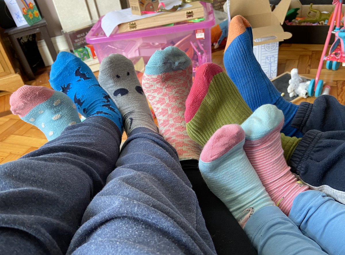 PipBaileyThomas's tweet photo. I know thereโs a lot going on in the world right now but weโve decided to wear our odd socks to support #WDSD2020 anyway!! #WorldDownSyndromeDay #ThinkingOfFriends @DSAInfo #LotsOfSocks @andyoddsock ๐งฆ๐ https://t.co/YFChzSW1q4